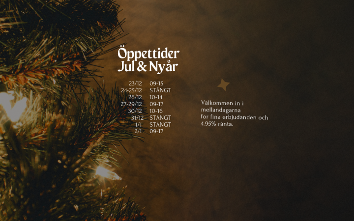 Öppettider över Jul & Nyår!